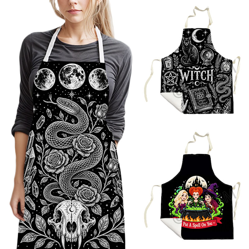 Kitchen Witch Baking - Gothic Witch Occult Apron Snake Moon