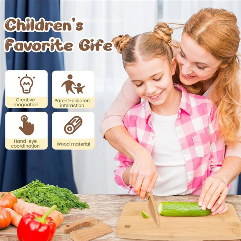 SHGO-Wooden Kids Knife And Tod - Kitchen Kids Baking Set recension och pris