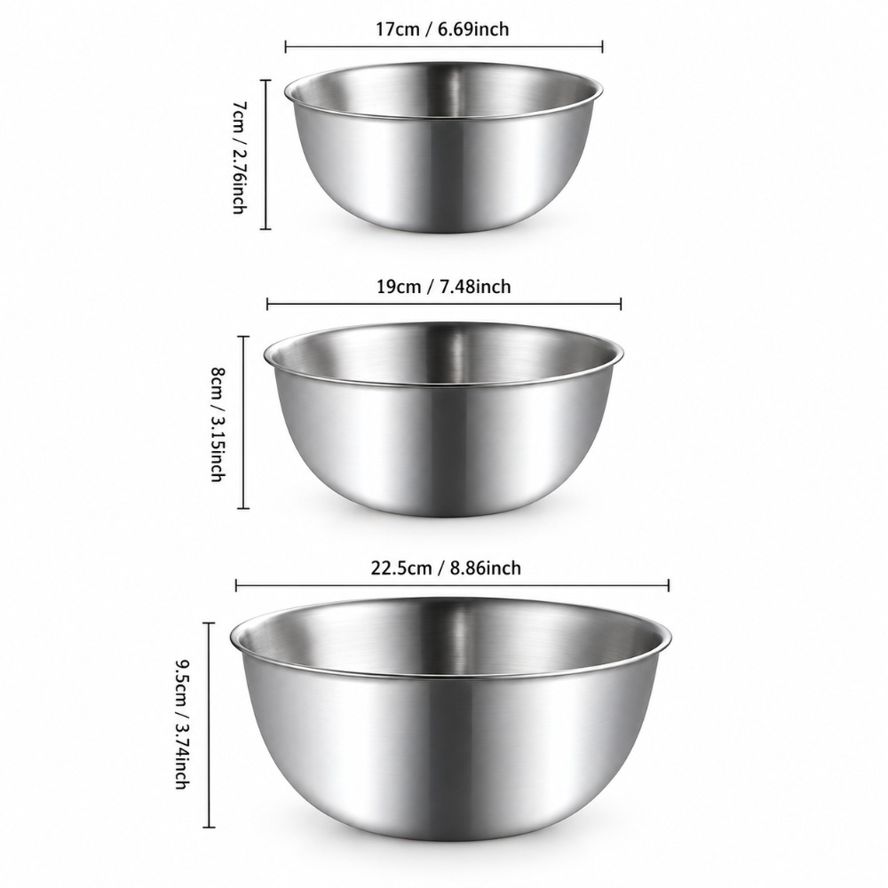 Stainless Steel Mixing Bowls 3 - Baking Kitchen Set recension och pris
