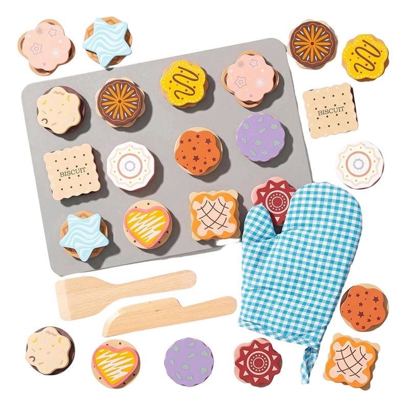 WOWFU-Wooden Cookie Play Food  - Kitchen Kids Baking Set recension och pris