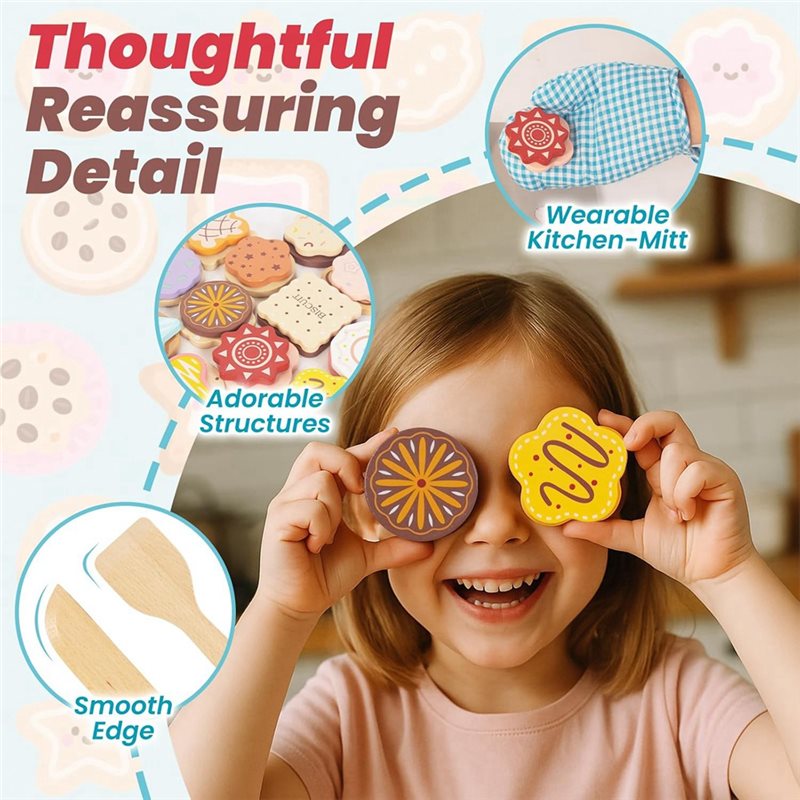 WOWFU-Wooden Cookie Play Food  - Kitchen Kids Baking Set recension och pris