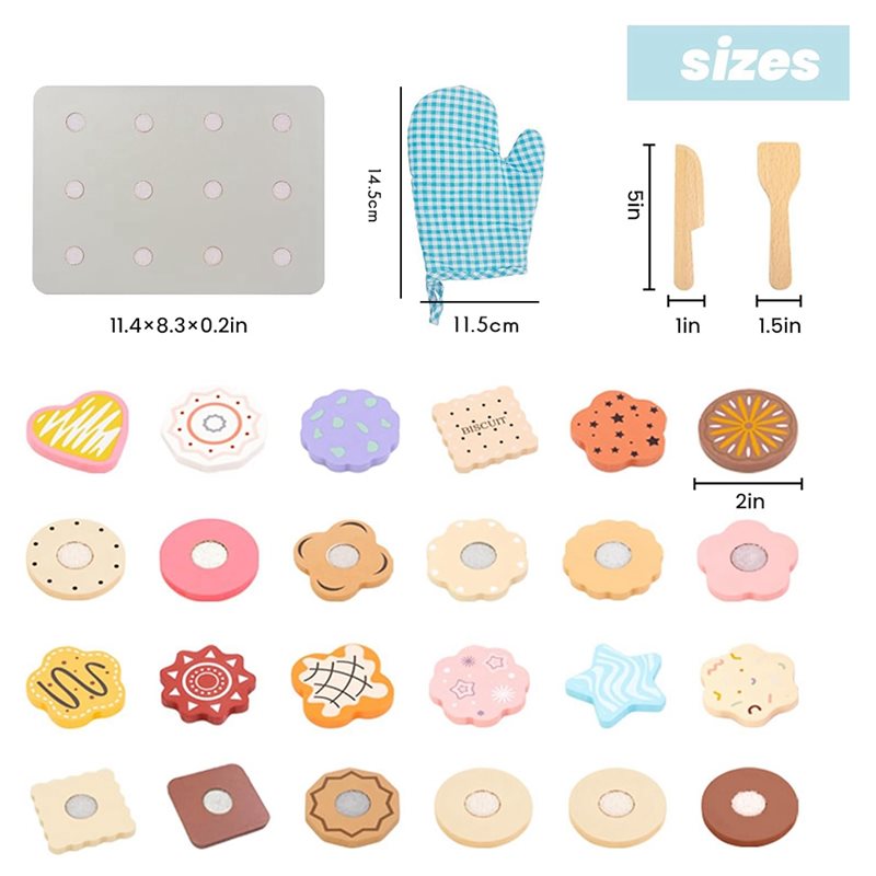 WOWFU-Wooden Cookie Play Food  - Kitchen Kids Baking Set recension och pris