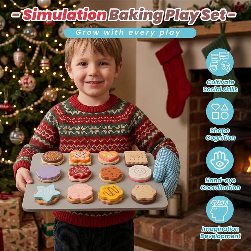 WOWFU-Wooden Cookie Play Food  - Kitchen Kids Baking Set recension och pris