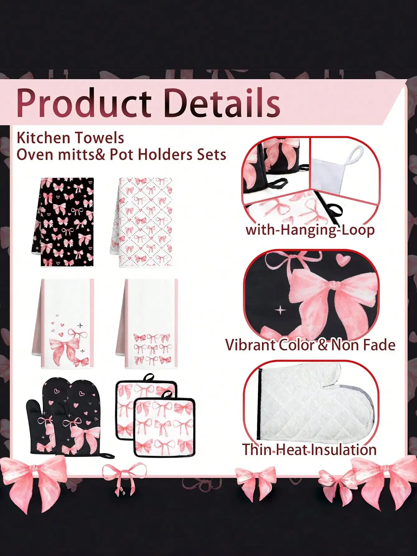 10PCS Pink Bow Kitchen Accesso - Baking Kitchen Set recension och pris