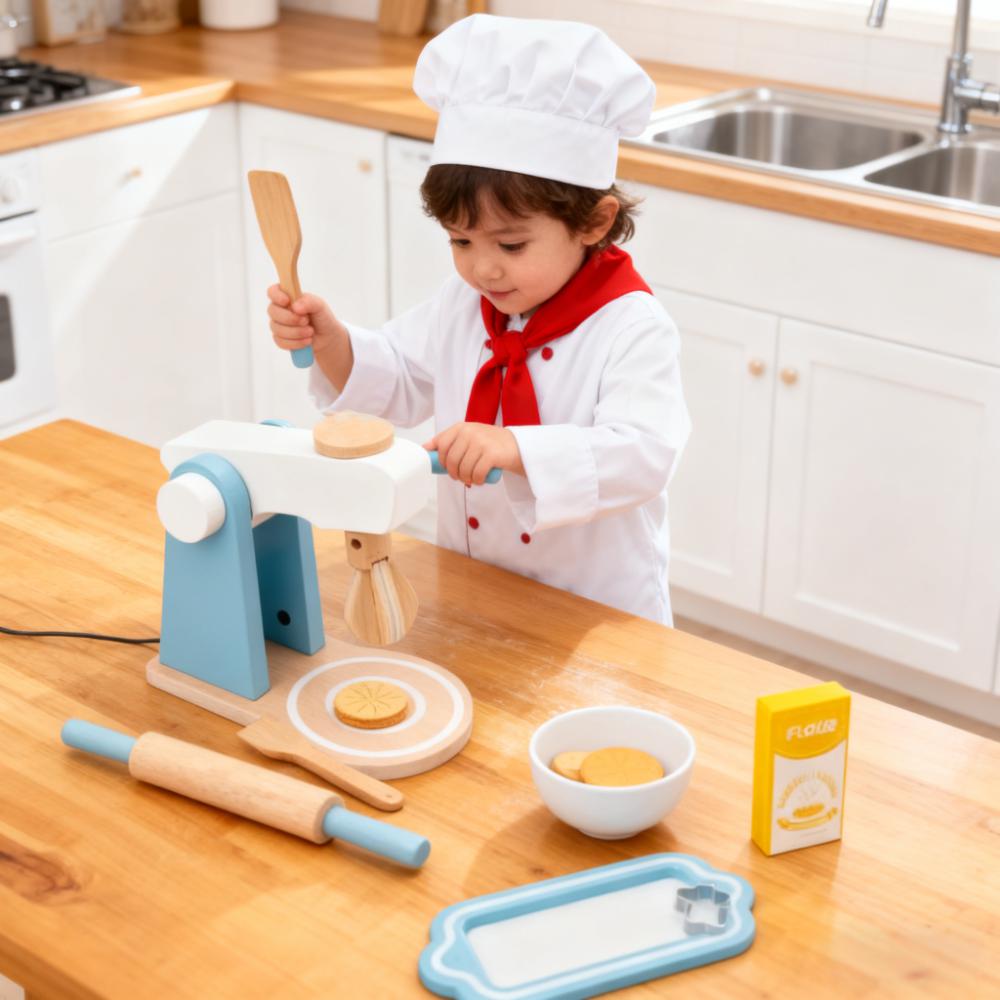 Wooden Pretend Kitchen Playset - Kitchen Kids Baking Set recension och pris
