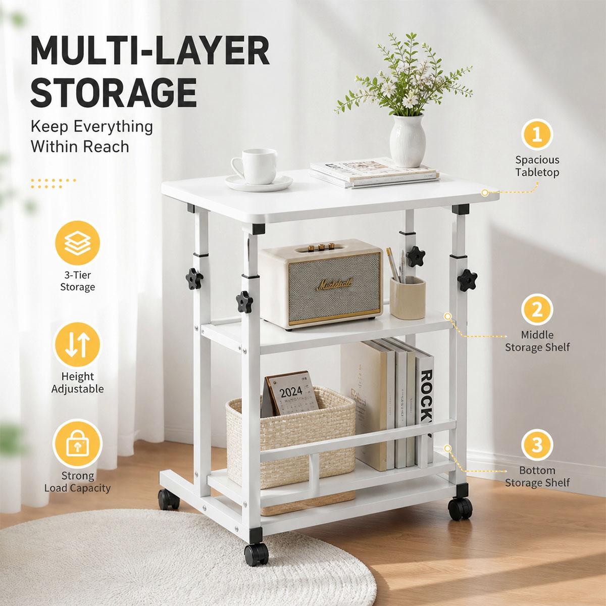 3-Tier Adjustable Height Rolli - Kitchen Baking Cart recension och pris